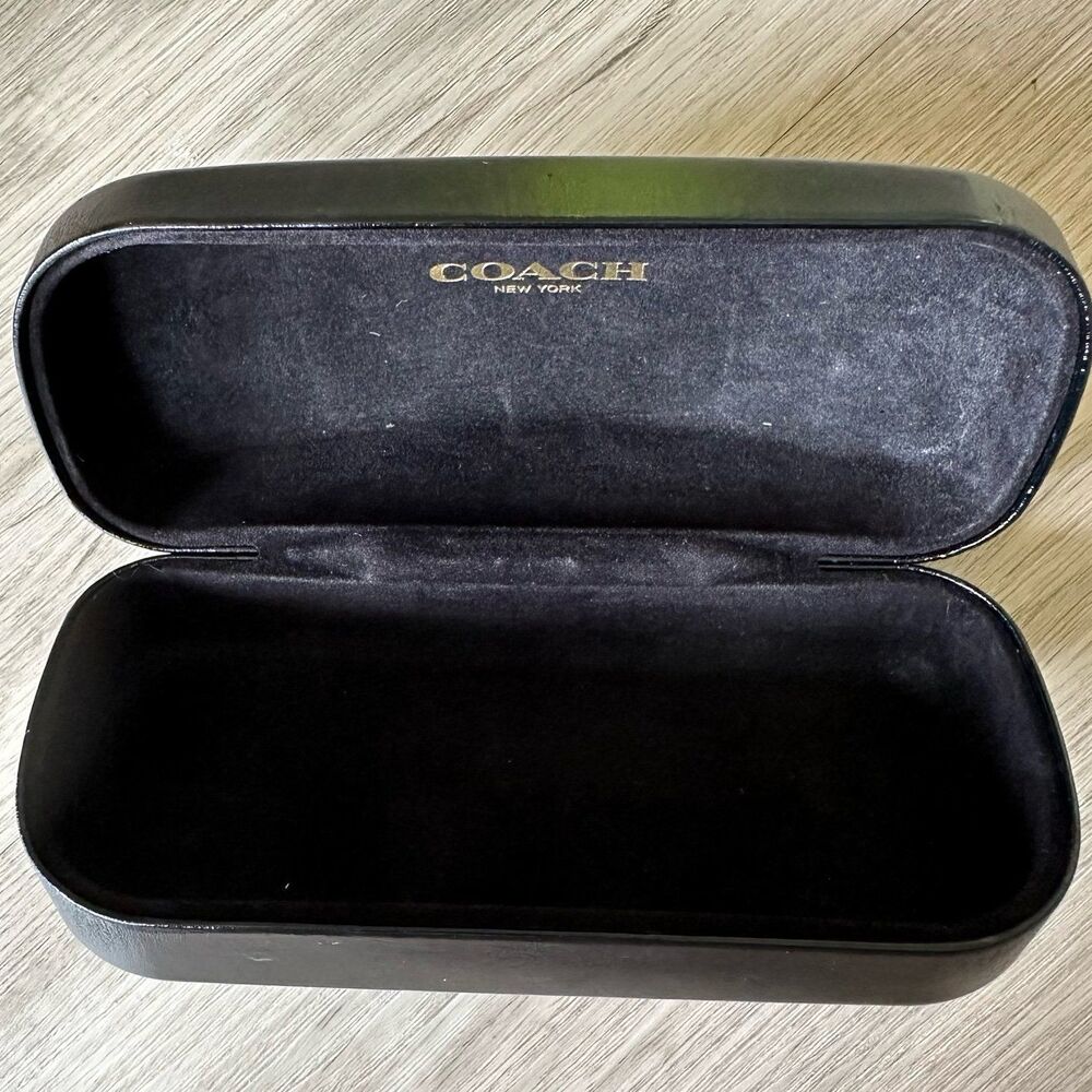Coach Black Leather Hard Clam Shell Eyewear Glasses Case - Picture 5 of 8